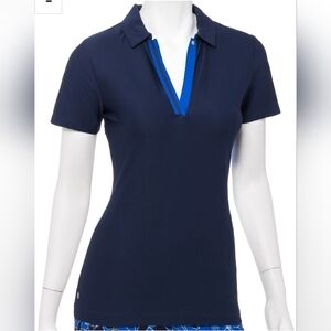 EPNY Novelty Tape Trim Golf Polo Size Small Womens Textured Moisture Wicking NWT
